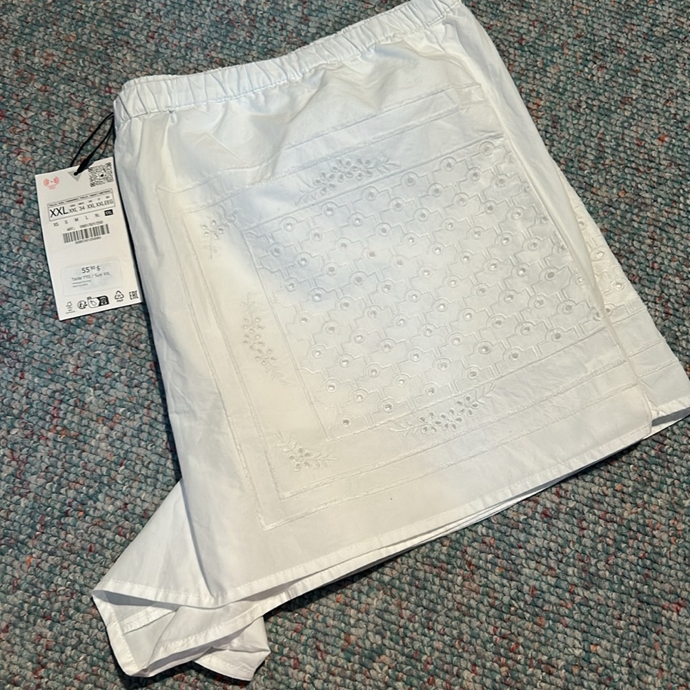 NWT Zara 100% cotton off white shorts with eyelet pockets in XXL - Picture 12 of 12